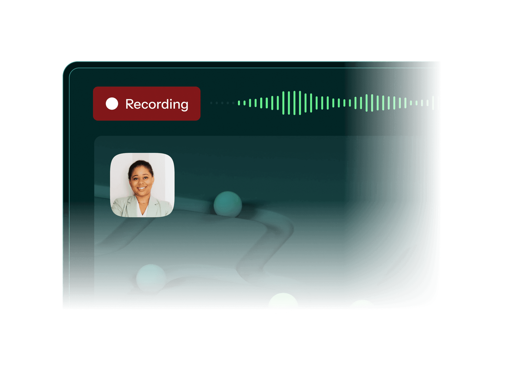 Hyperframe narration interface showing an AI avatar and a waveform