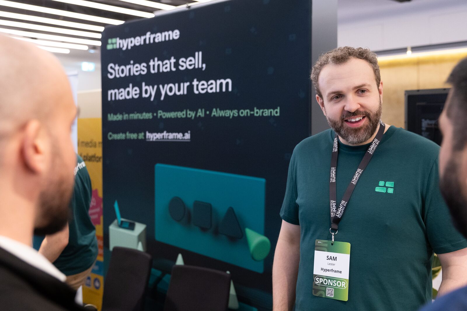 Sam at the Hyperframe stand, MarTech Summit London